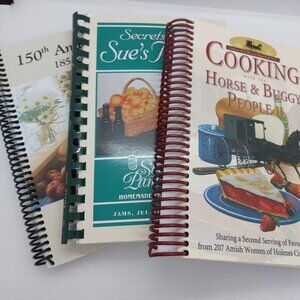Lot Of 3 Cookbooks Horse & Buggy People, Secrets From Sue's Pantry & Church
